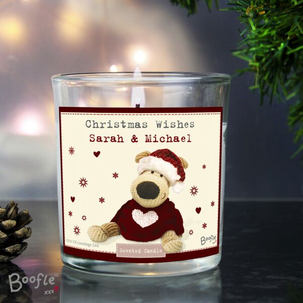 Personalised Boofle Christmas Love Scented Jar Candle Thumbnail